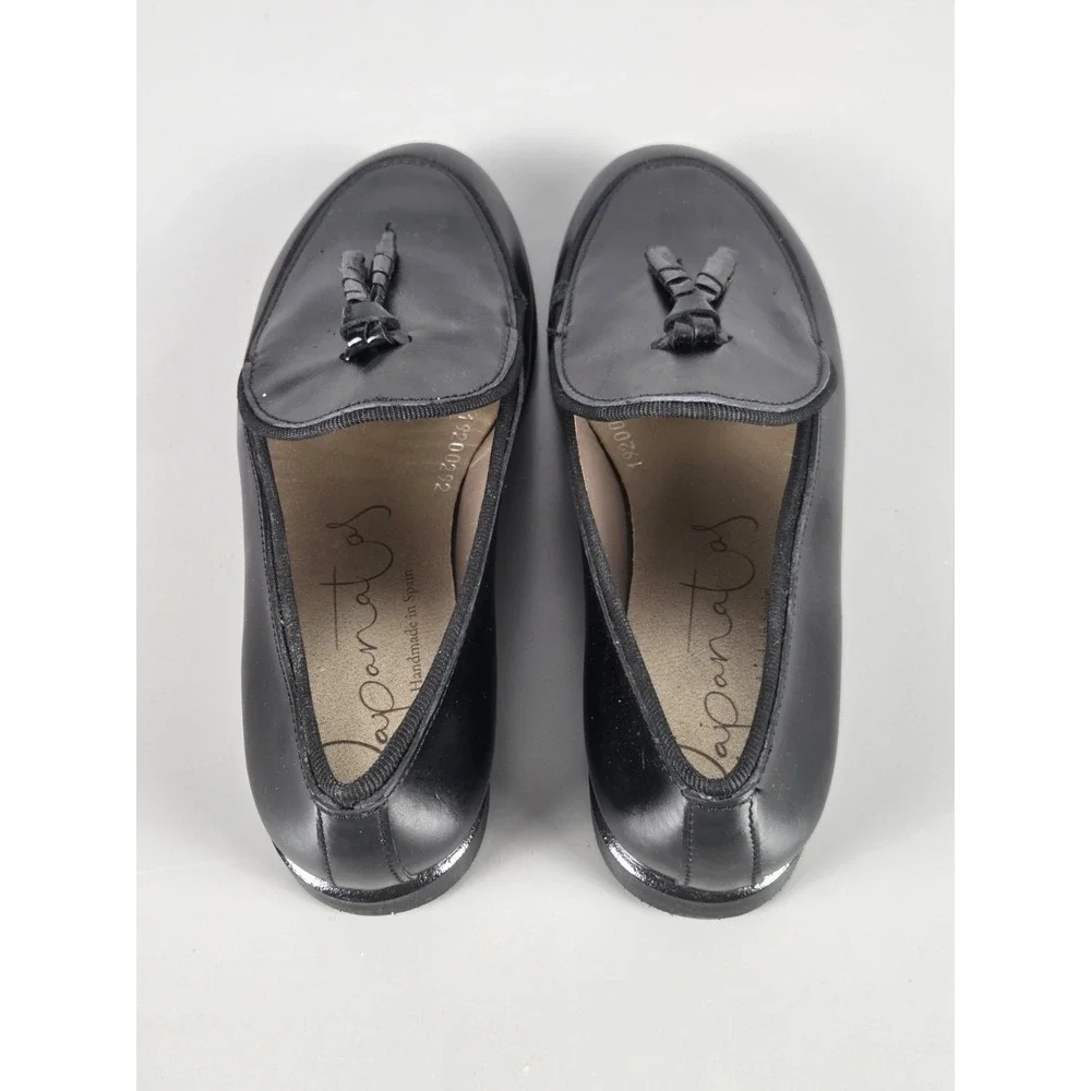 Papanatas Kids Black Leather Tassel Loafers EU 32 US 1 Made in Spain NWOT Dress